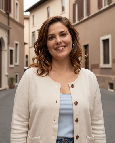 Valentina, 31, devoted teacher from Rome's Borgo district near Vatican who puts faith and family first