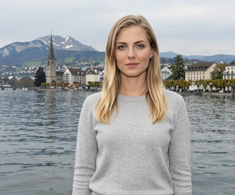 Swiss-German woman by the Zurich lakeshore representing the dating culture of German-speaking Switzerland
